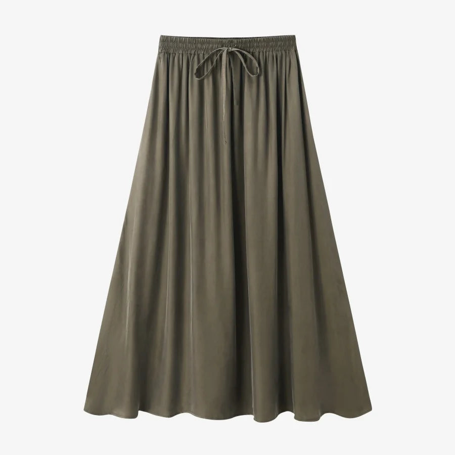 AS AW25 super soft high quality expensive cupro collection shirt + slip dress + skirt + print mockneck woman matching set