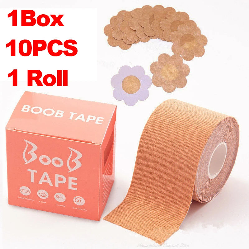 1 Set Boob Tape Bras Women Adhesive Invisible Bra Nipple Pasties Covers Breast Lift Tape Push Up Bralette Strapless Pad Sticker