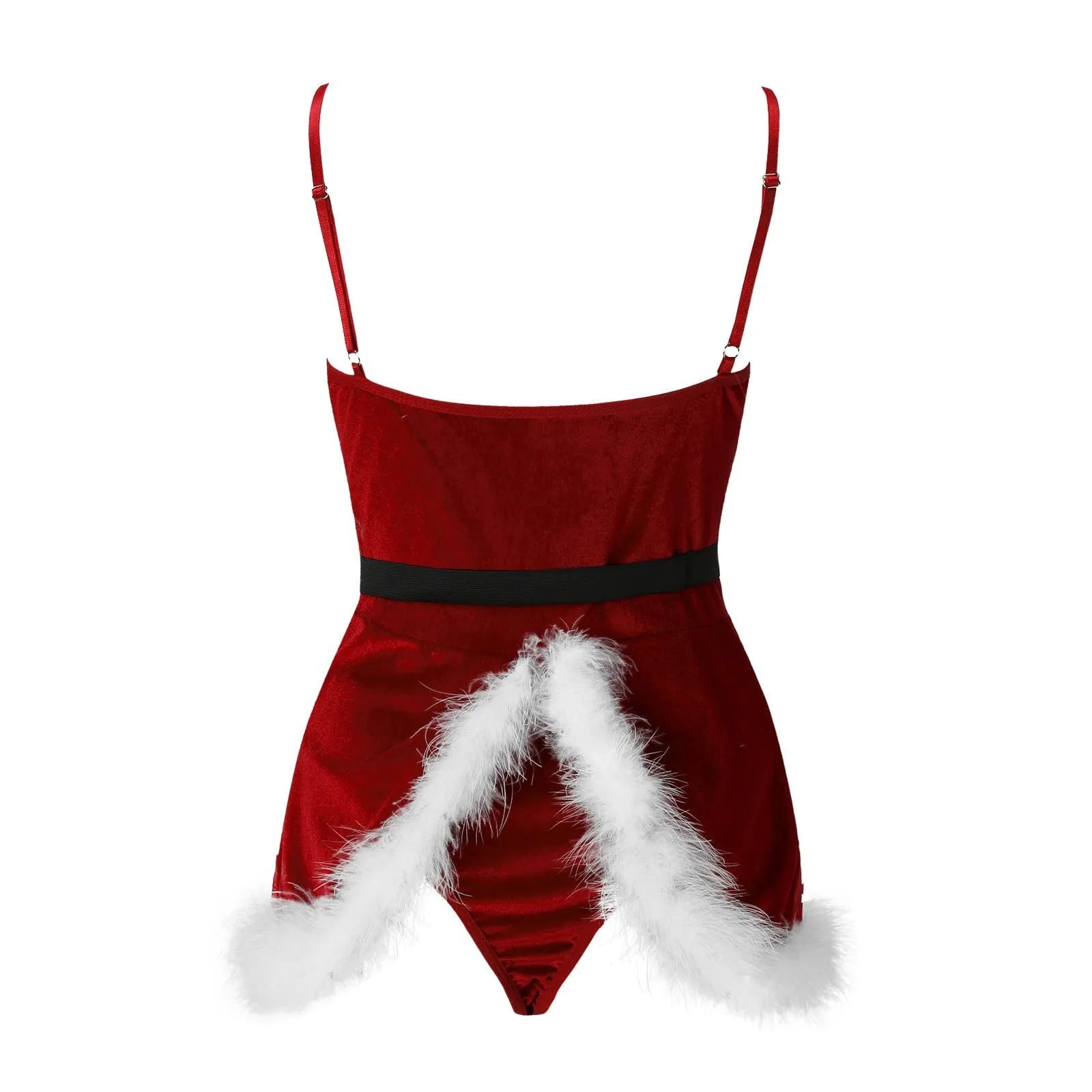 Women Christmas Costume Faux Fur Trim Red Flannel Underwired Bra Corset Sexy Bustier Cami Crop Tops Xmas Party Rave Dress Up