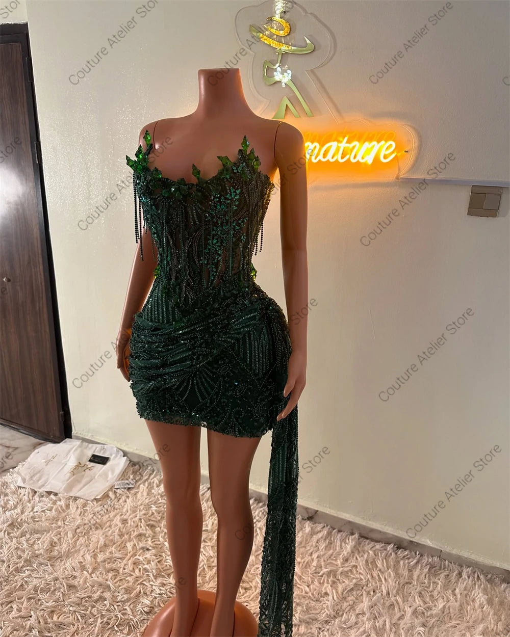 Crystal Beading Homecoming Prom Dress Mermaid Mini Cocktail Gown Birthday Dress Luxury Blackgirl Customized