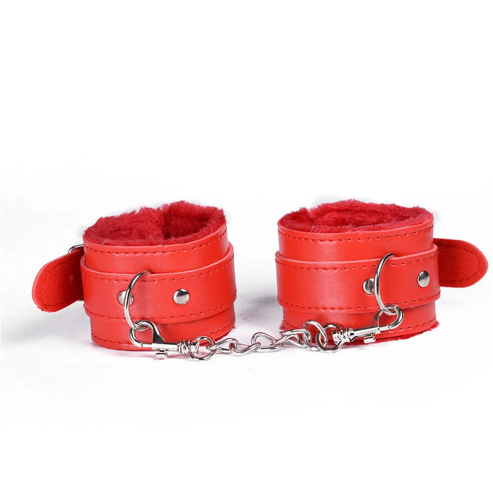 Adjustable Women Sex Plush Handcuffs BDSM Bondage Ankle Cuffs Erotic Whips Adult Games Sex Toys for Couples Flogger Cosplay Tool
