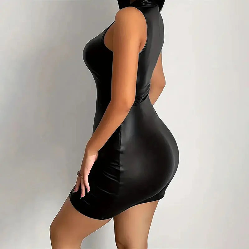 Party Bodycon Lady s Solid Color Dress Sexy Sleeveless Slim Elastic Package Hip Tee Skirt Mini Short Dress