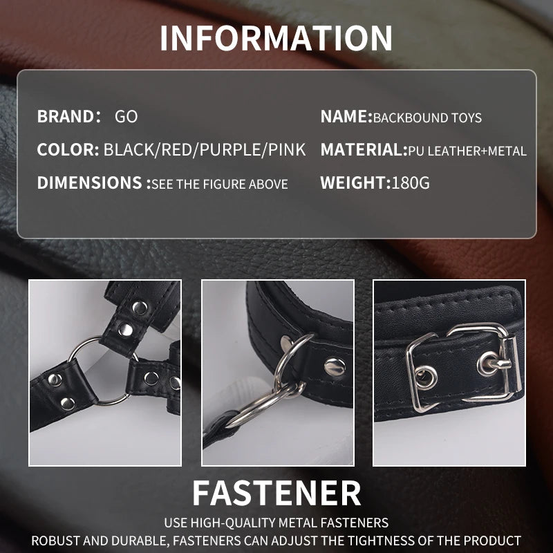 Neck to Wrist Restraints Kit Sexy Women BDSM Fetish Behind Back Handcuffs Collar Adjustable Bondage Set Couple SM Sex Game Tool