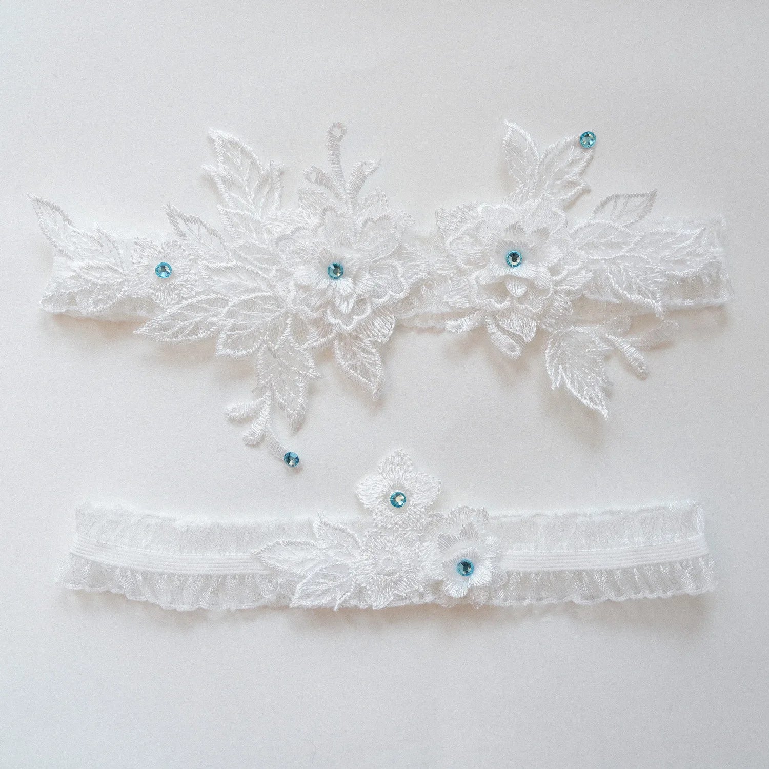 Sexy Garter Belts 2pcs Set Stretch Lace Bridal Stocking Bands Handmade Embroidery Lingerie Accessory Floral Rhinestone Style