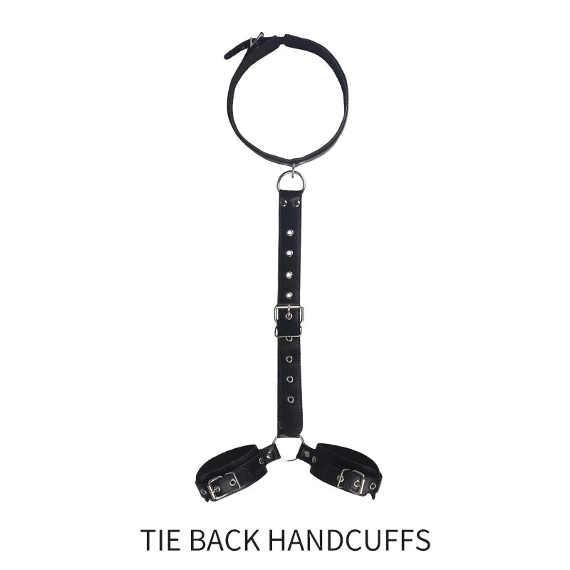 Neck to Wrist Restraints Kit Sexy Women BDSM Fetish Behind Back Handcuffs Collar Adjustable Bondage Set Couple SM Sex Game Tool