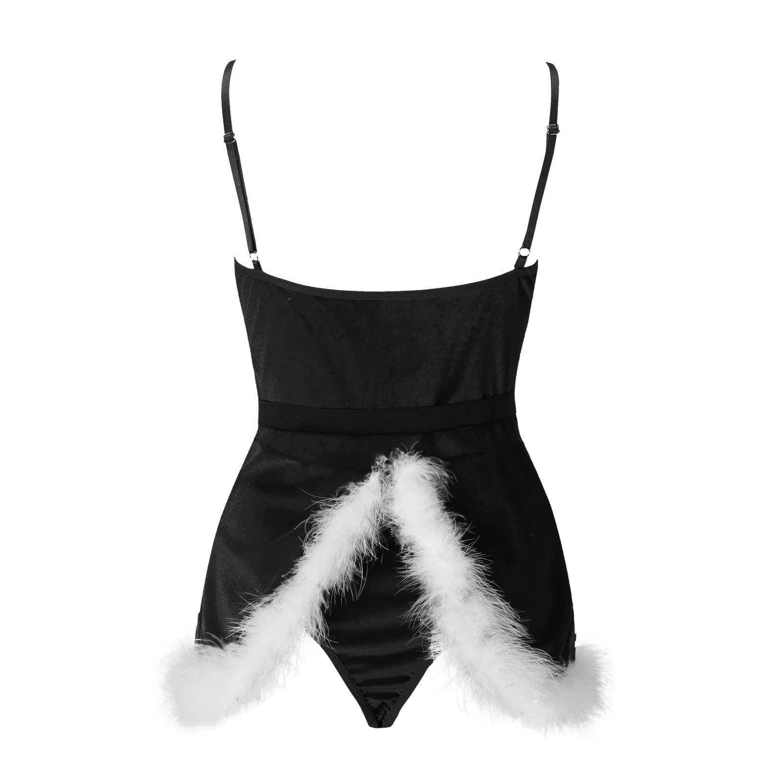 Women Christmas Costume Faux Fur Trim Red Flannel Underwired Bra Corset Sexy Bustier Cami Crop Tops Xmas Party Rave Dress Up