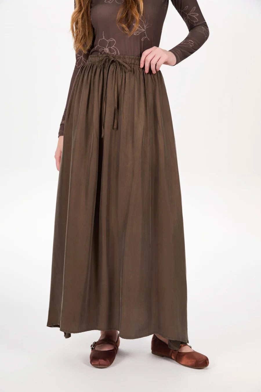 AS AW25 super soft high quality expensive cupro collection shirt + slip dress + skirt + print mockneck woman matching set