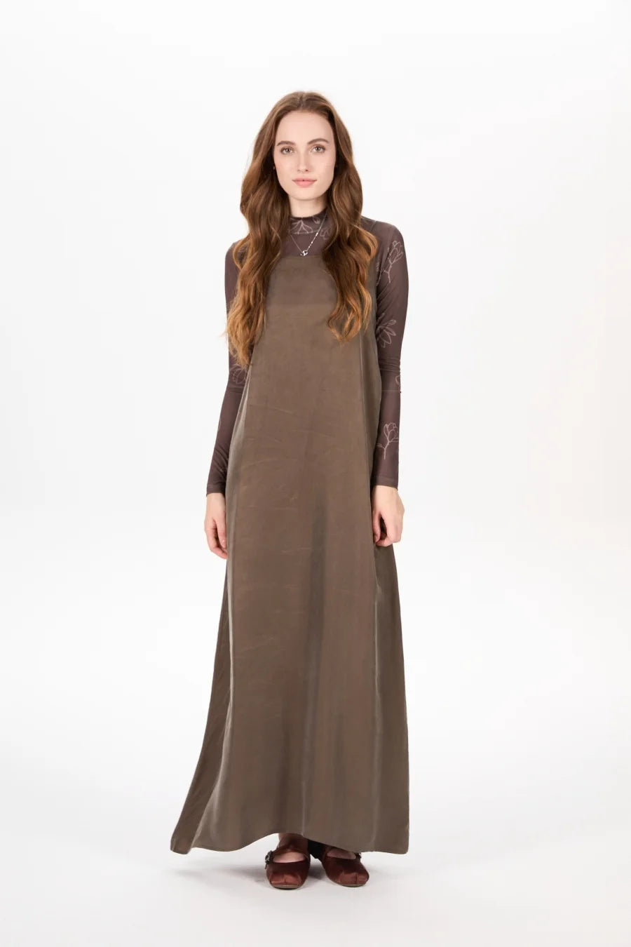 AS AW25 super soft high quality expensive cupro collection shirt + slip dress + skirt + print mockneck woman matching set