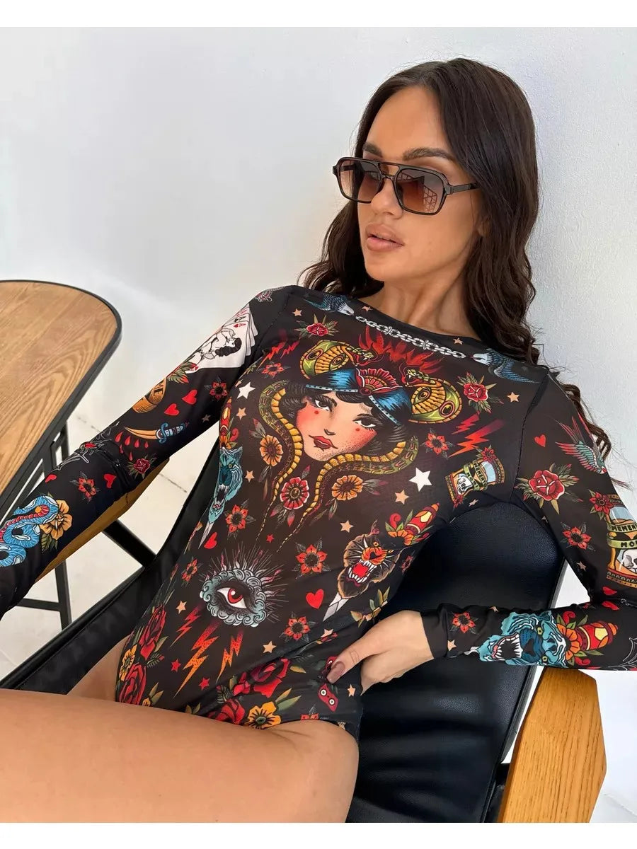 10 Colors Retro Long Sleeve Swimwear Body Suit One Piece Swimsuit Women 2025 Solid Sexy High Cut Bathing Suit Women Monokini