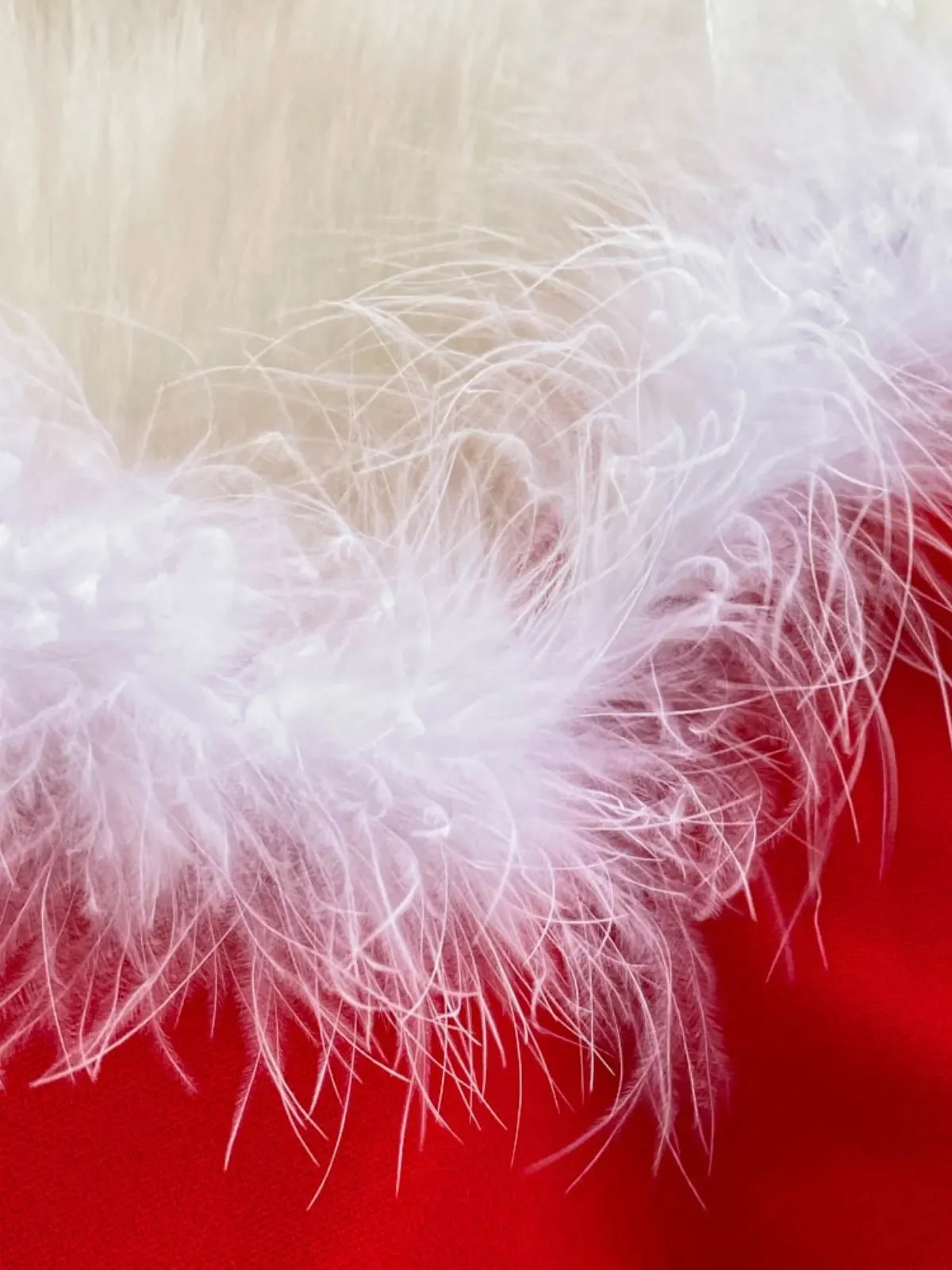 Foamlina Women's Christmas Dress Sexy Low-cut Waist Thin Big Pendulum Fluffy Splicing Suspender Tube Ling Dress Red