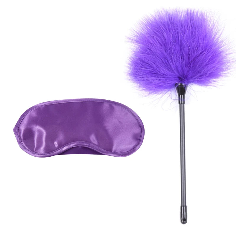 Sex Toys For Women Bdsm Set Sexy Leather Plush Sex Toys Bondage Kit Handcuffs Feather Blindfold Fetish Flirt Goods For Adults