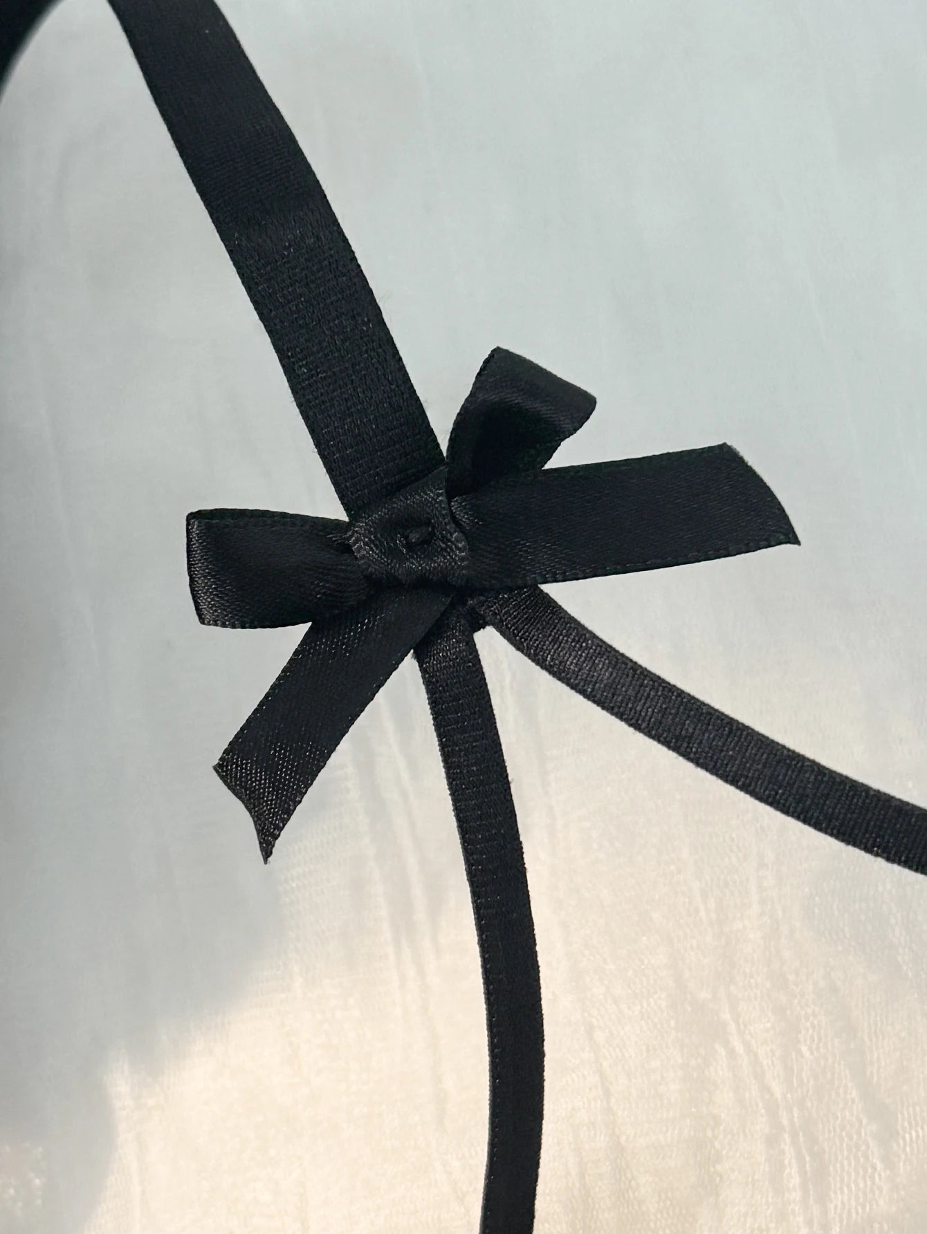 2-piece women's black comfortable lightweight bow semi transparent lingerie