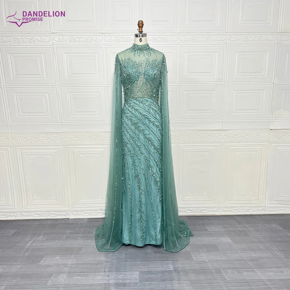 Luxury Mermaid Beaded Cape Sleeves High-Neck Evening Dresses Party Gowns for Women Wedding Customized