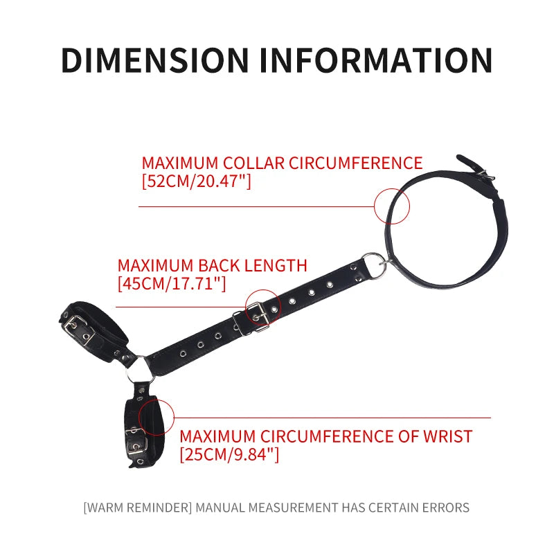 Neck to Wrist Restraints Kit Sexy Women BDSM Fetish Behind Back Handcuffs Collar Adjustable Bondage Set Couple SM Sex Game Tool