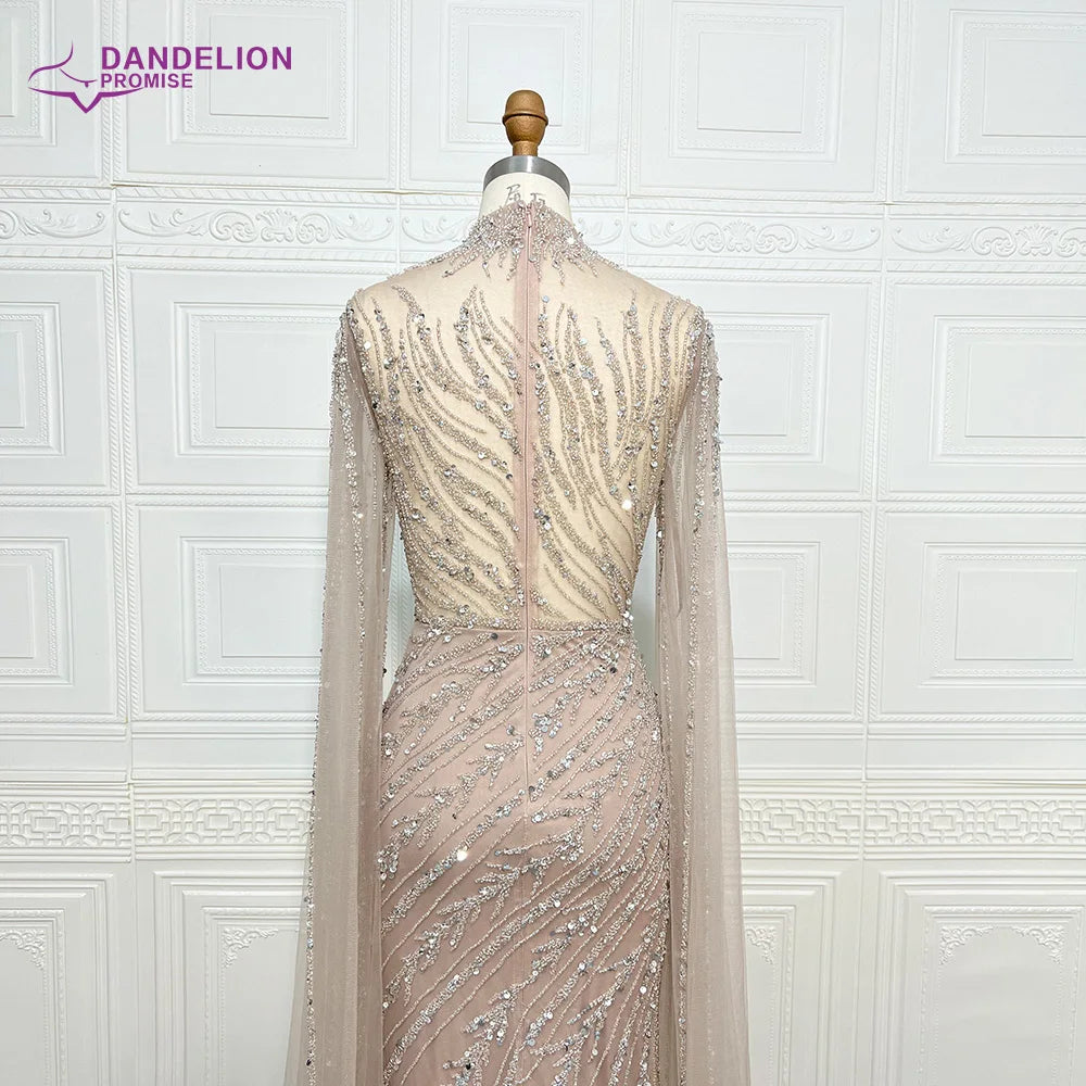 Luxury Mermaid Beaded Cape Sleeves High-Neck Evening Dresses Party Gowns for Women Wedding Customized