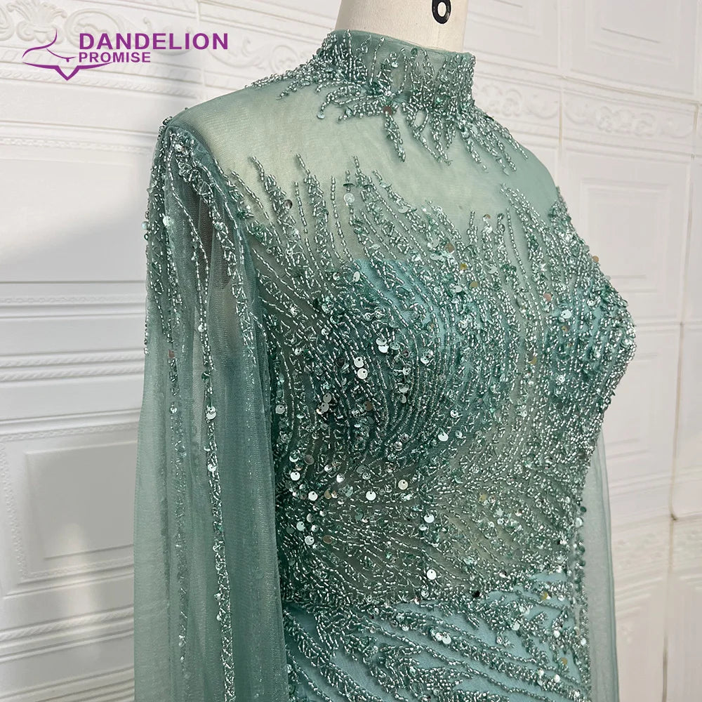 Luxury Mermaid Beaded Cape Sleeves High-Neck Evening Dresses Party Gowns for Women Wedding Customized