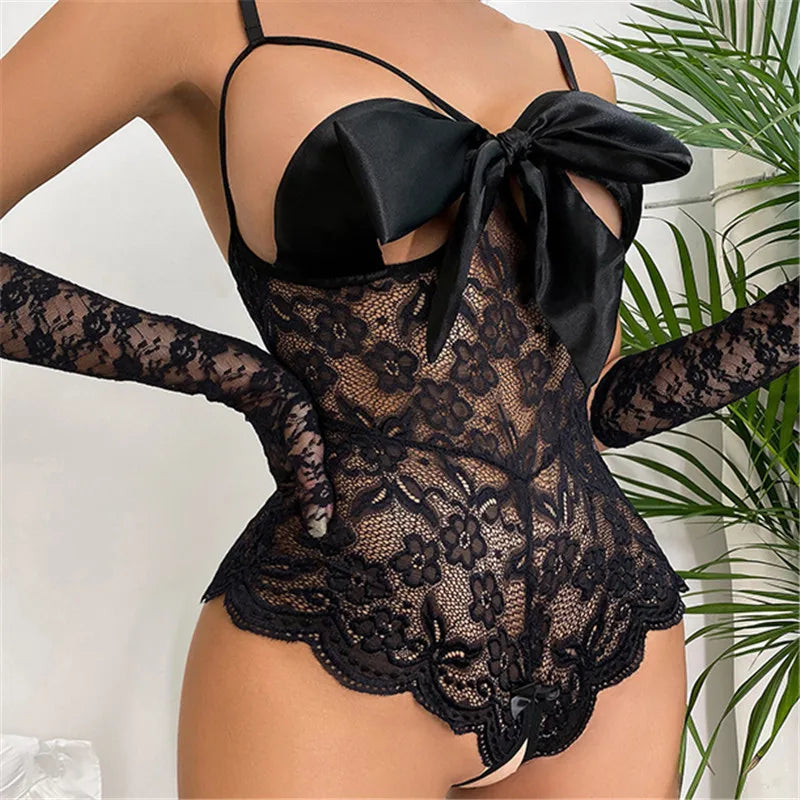 Plus Size Sexy Lingerie For Women Hot Erotic Underwear Woman Sexy Costume Lace Open Bra Lingerie Set Transparent Exotic Bodysuit