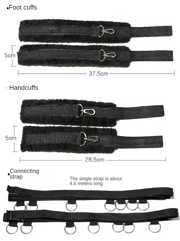 Bed Restraint Set Couple Sex Toys Bondage Handcuff Kit Adult Game Tool 18+ Erotic Tie Downs Arm Ankle Eyeblinder Flirting Sextoy