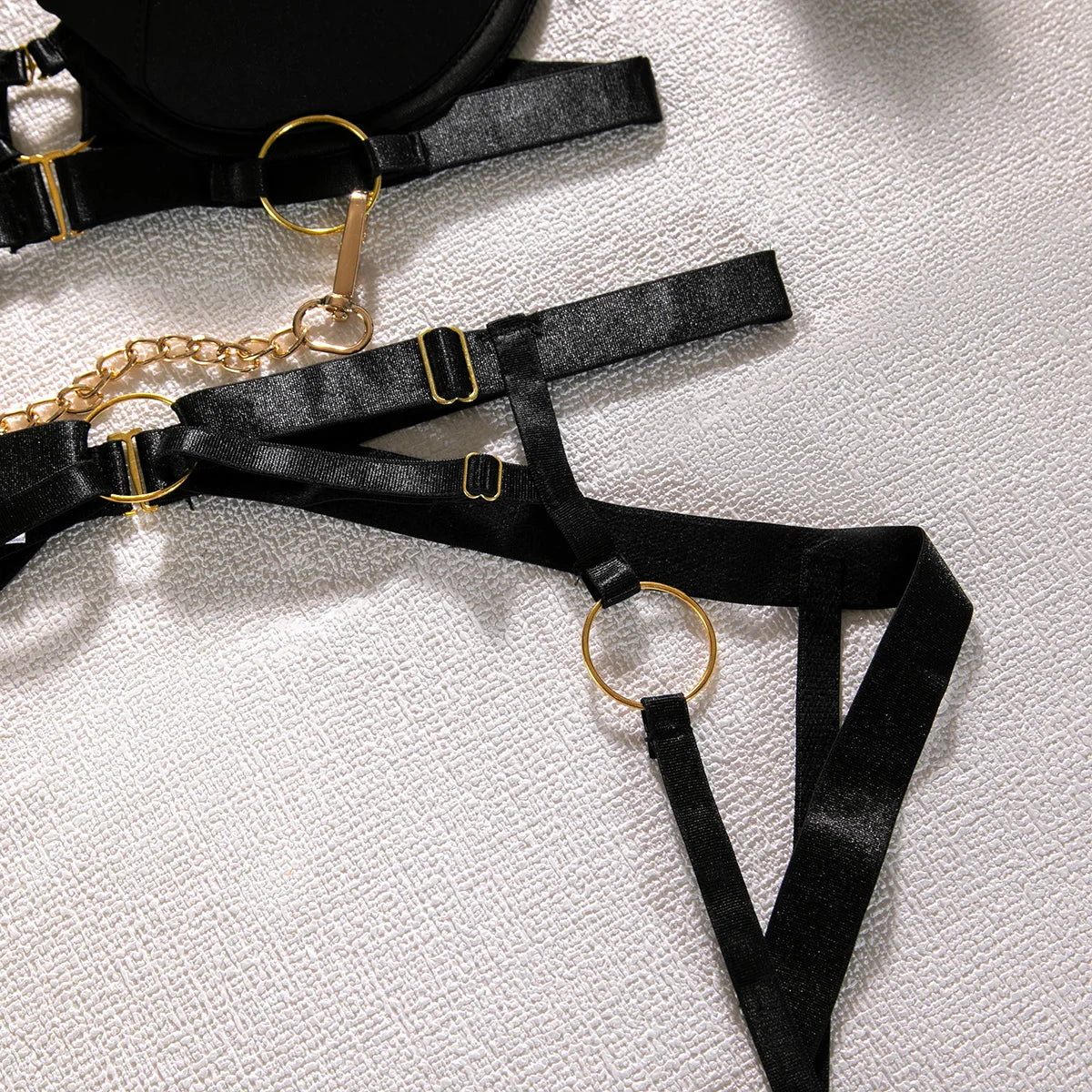 Fancy Metal Chain Sexy Lingerie 5Pcs Sets Luxury Hollow Out Bras And Panties Garters Underweat Suit Sensual Erotic Intimate Set